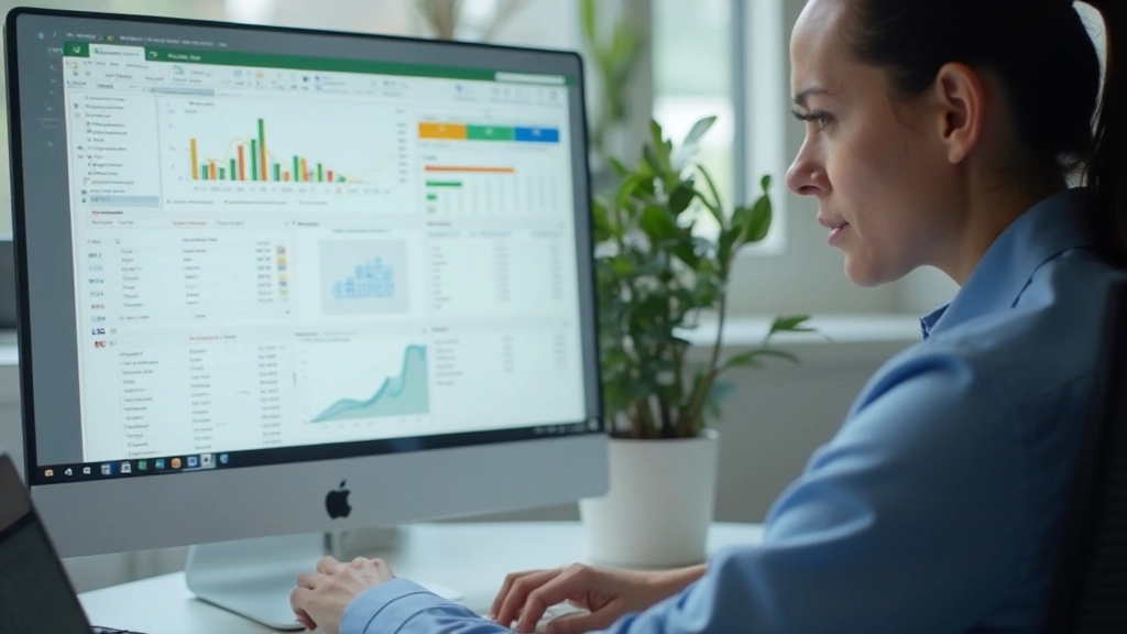 Zakenman die pivot table-gegevens op spreadsheet analyseert