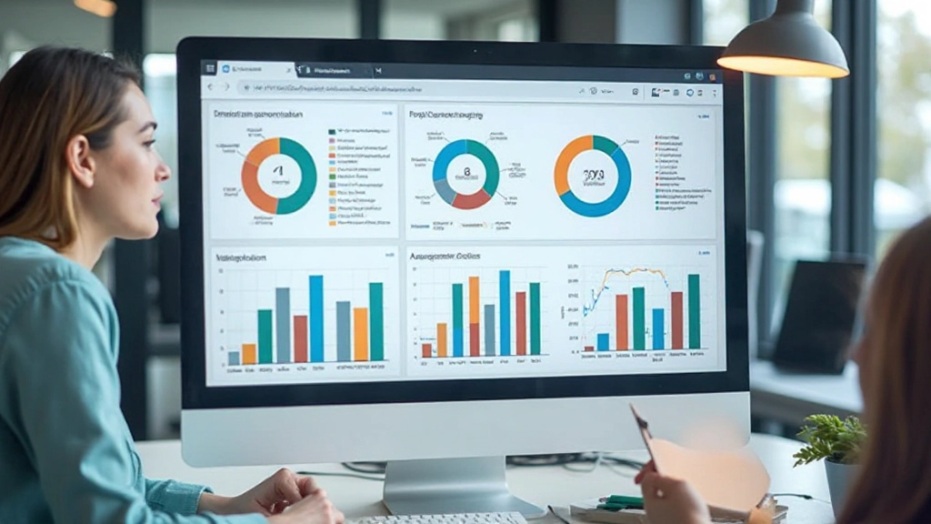Data-analysedashboard met gekleurde grafieken en belangrijke prestatie-indicatoren