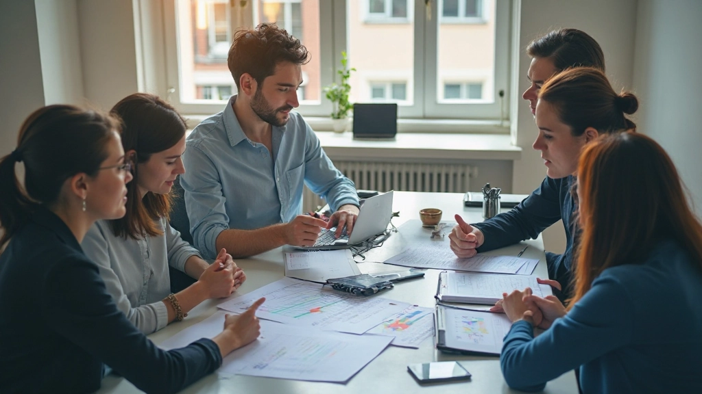 Professioneel team samenwerken aan Excel-gegevens op modern kantoor met laptops