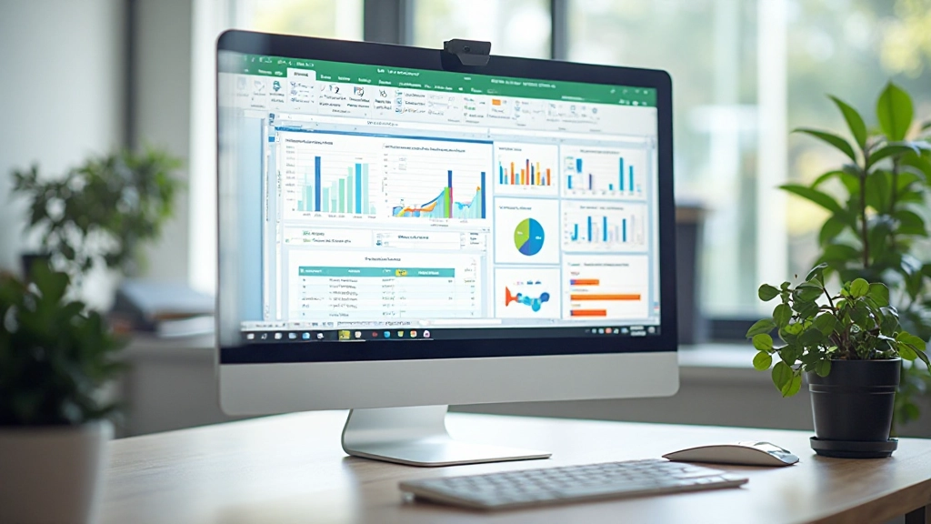 Excel-spreadsheet met grafieken en datavisualisatie op desktopcomputer
