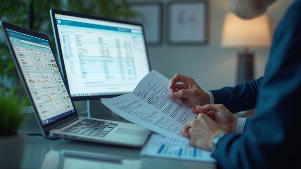 Financial analyst reviewing budget spreadsheet with calculations